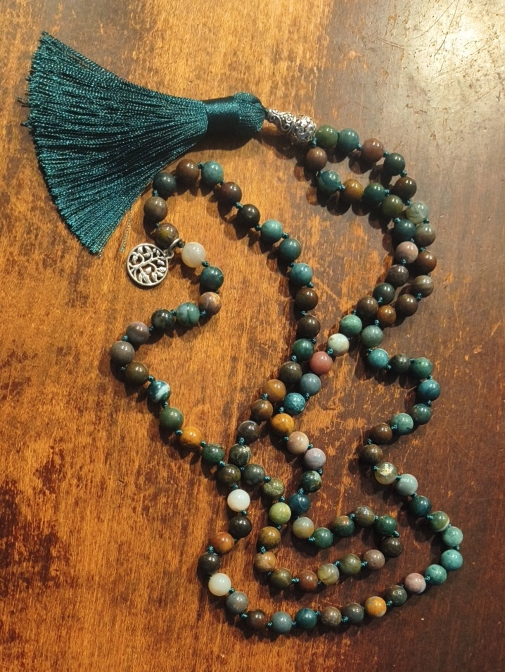 Teal Tassel Multi-Stone Bead Necklace - Unbranded